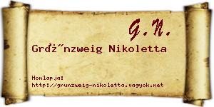 Grünzweig Nikoletta névjegykártya